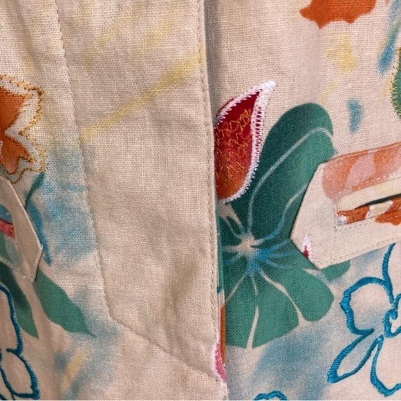 Coldwater Creek Colorful Floral Embroidered Linen Blend Boho Blazer Jacket Sz 8P - Picture 9 of 16